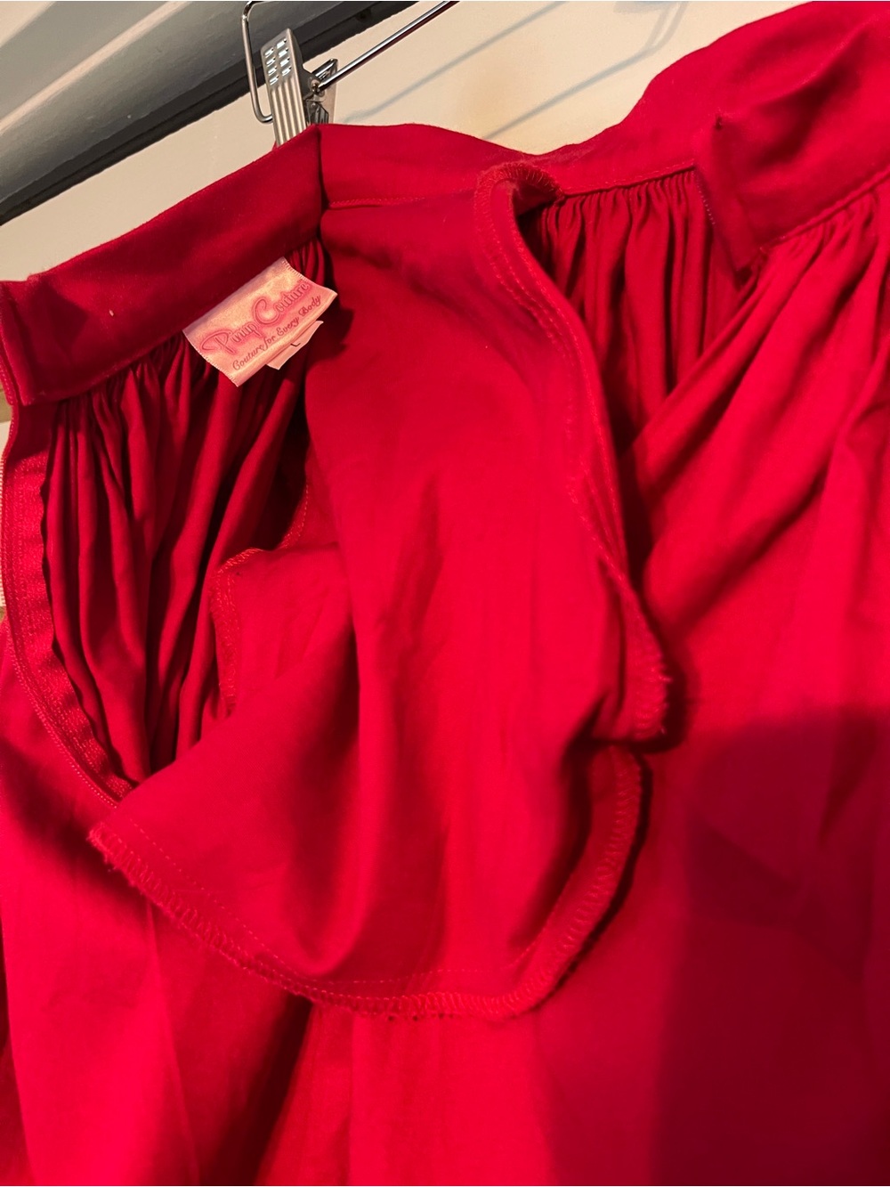 Pinup Couture Red Full Circle Jenny Midi Skirt - Gathered style with POCKETS - Picture 5 of 6